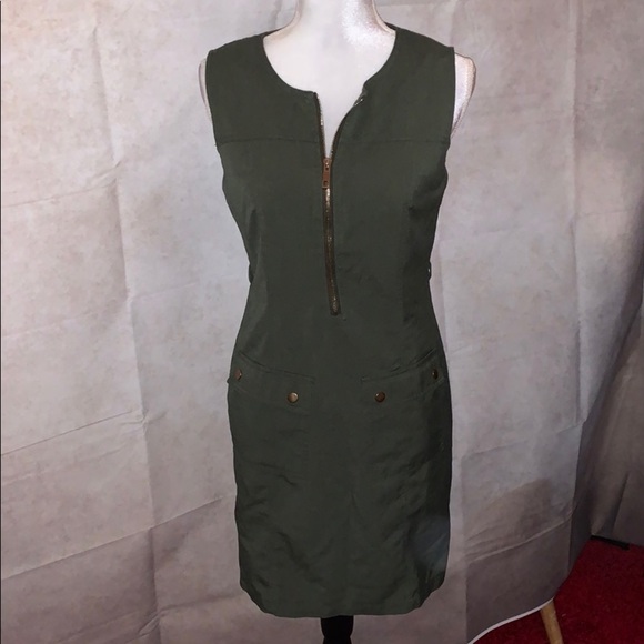 Sharagono Army Green Sleeveless Dress w/Zipper - Picture 1 of 10